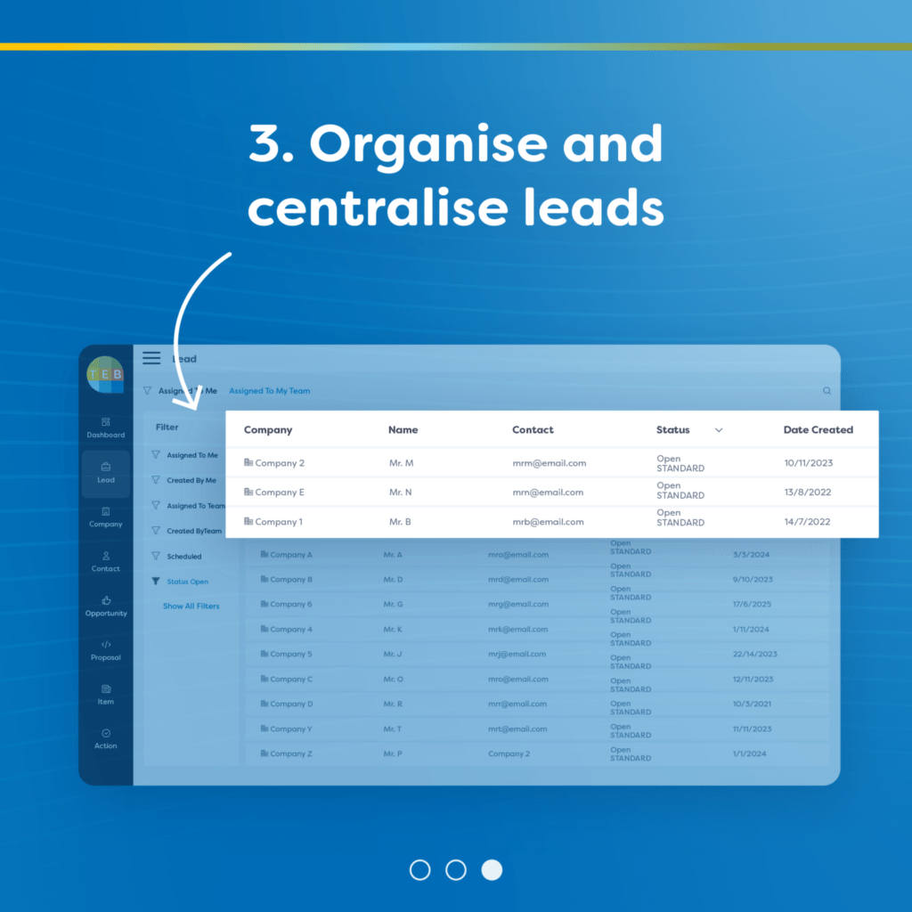 Centralised lead management software 